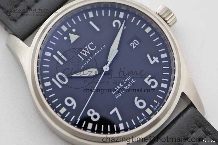 MIROTIME 0122 Vibrant Mark XVIII IW327001 SS M+F 1:1 Best Edition Black Dial on Black Leather Strap A 7055